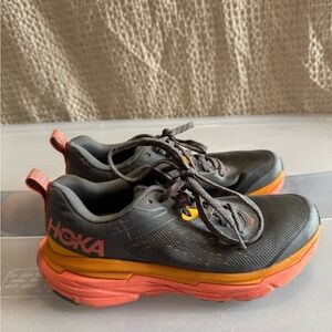 Hoka Charcoal and Coral Athletic Shoes